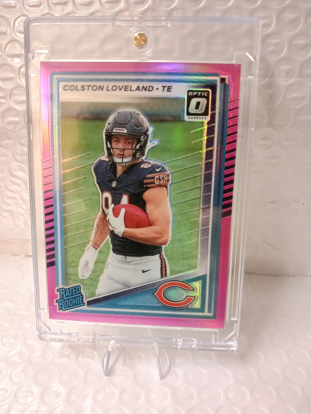 2025 Optic Pink Prizm Colston Loveland Rookie Trading Card